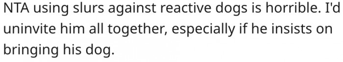 7. It's bad that her brother used slurs against her dogs.