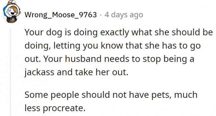 It's no one's fault; her husband should understand that.