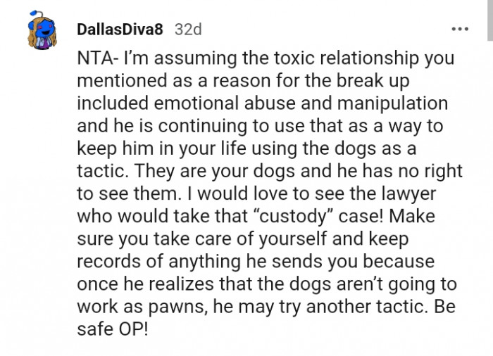 5. He has no right to see your dogs