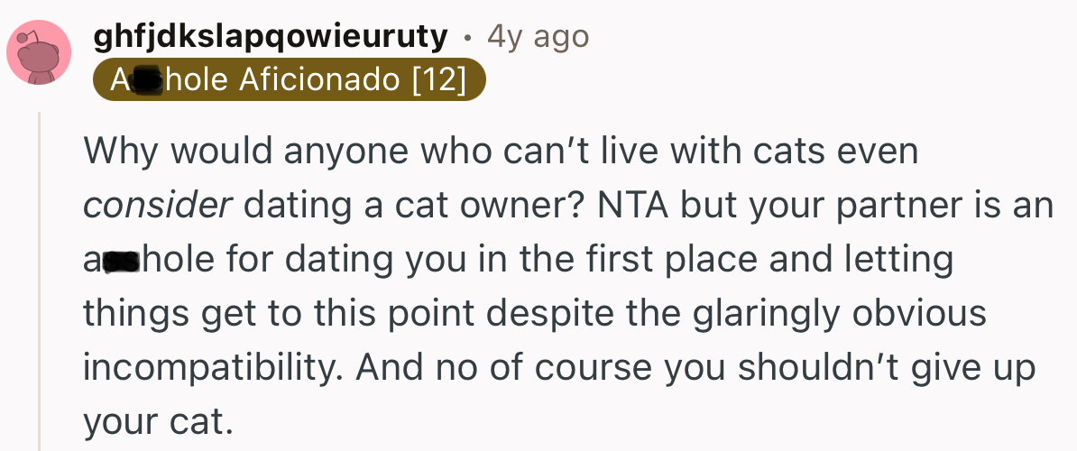 “Why would anyone who can’t live with cats even consider dating a cat owner?”