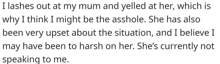 OP has offered the following explanation for why she thinks she might be the asshole: