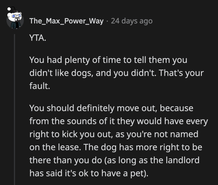 Bold of OP to demand heaven when he isn't even on the lease.