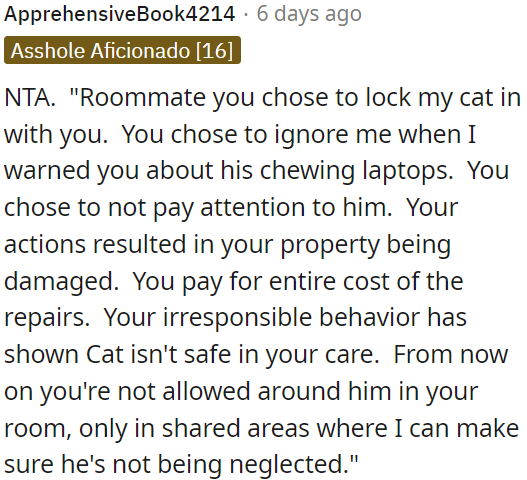 OP should restrict her cat's access to her roommate's room and only allow the cat in shared areas where they can supervise.