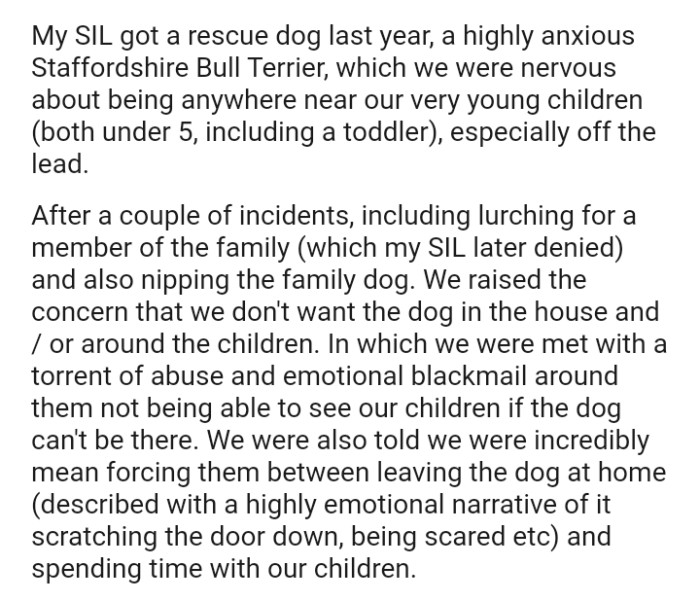 The OP was told that they were incredibly mean for forcing them to choose between leaving the dog at home and spending time with their children