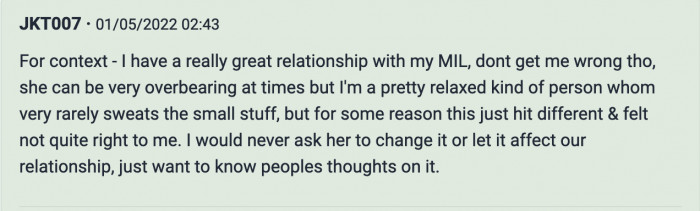 The OP Added That They Have a Good Relationship with Their Mother-in-Law