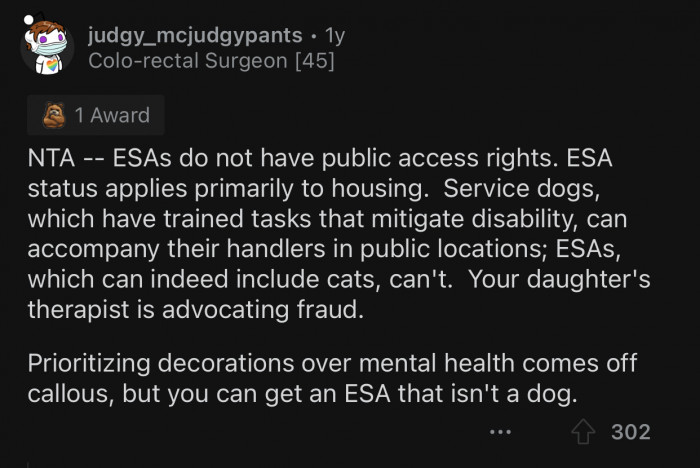 The daughter's therapist is advocating fraud.