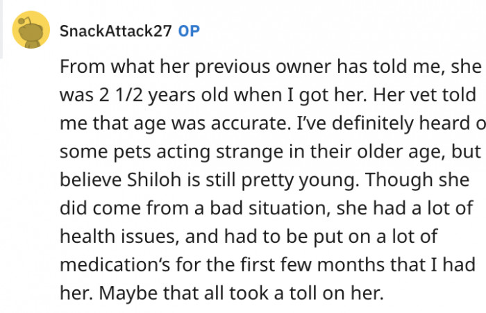 Maybe all the medications took a toll on Shiloh