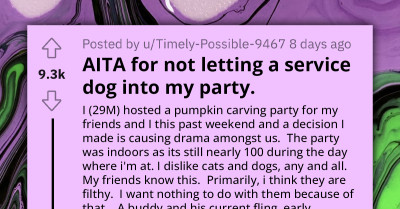Man Refuses Entry to Friend's Girlfriend's Service Dog At Party, Sparking Heated Argument