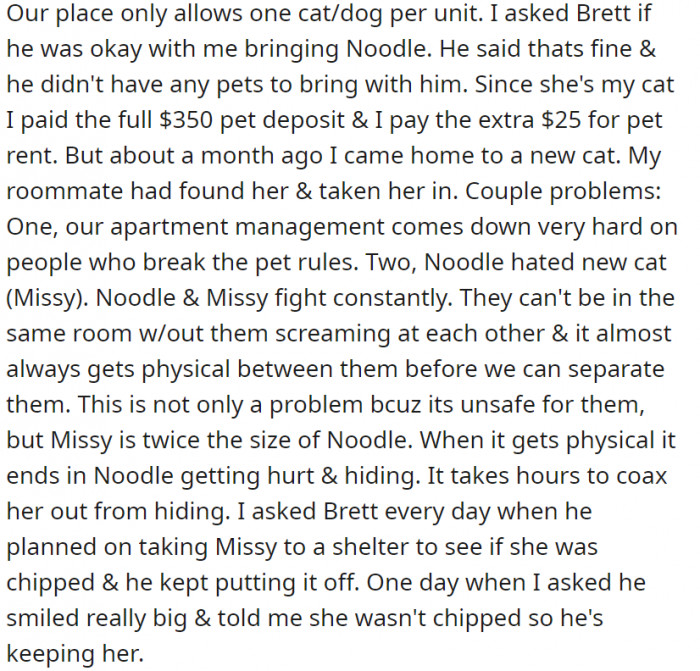 They were only allowed one pet per unit but...