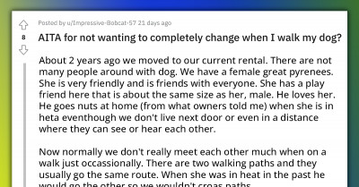 Neighbor Asks Redditor Whose Dog Is In Heat To Change The Walking Route To Avoid His Dog, They Refuse