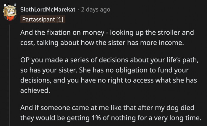 OP Resented the Fact That She Can't Afford to Buy the Things That She Wants While Her Sister Is More Than Capable of Buying Everything Her Dog Needed