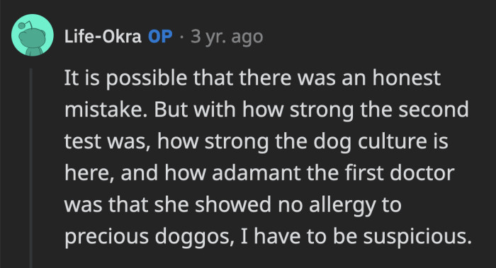 OP's instincts allerted her to Clare potentially having dog allergies