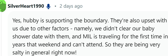 OP says that her husband is supportive