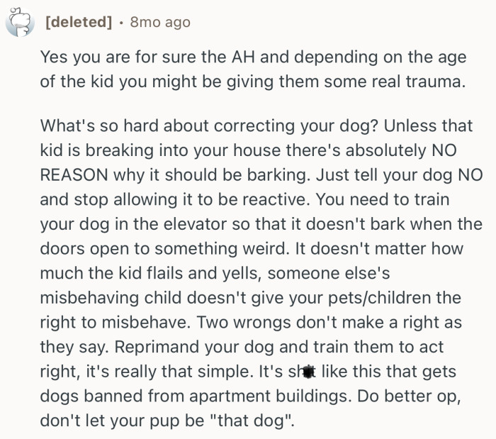 “Yes you are for sure the AH and depending on the age of the kid you might be giving them some real trauma.”