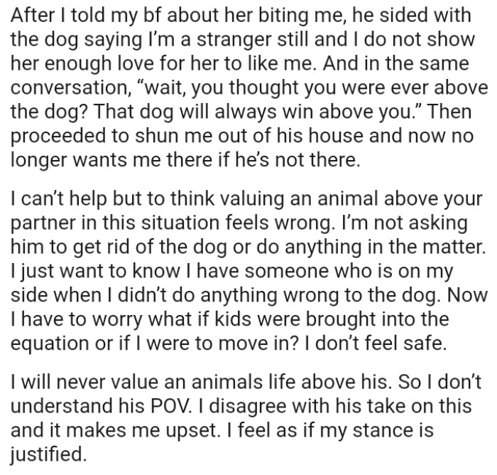 OP Thinks Valuing an Animal Above One's Partner in This Situation Feels Wrong