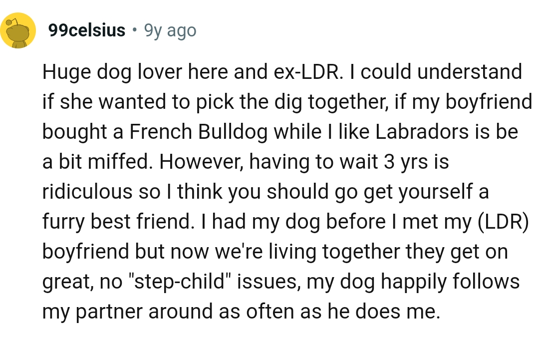 This Redditor can understand if OP's GF wants to pick a dog together