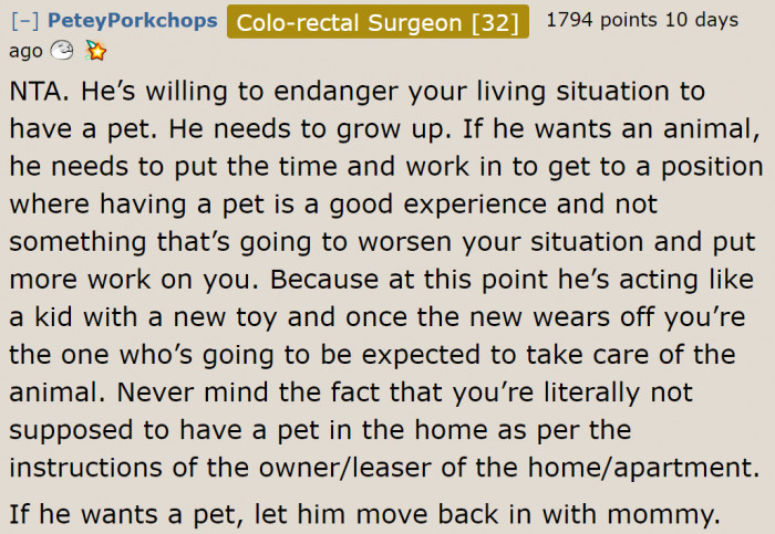 Looks like the woman married an immature guy.