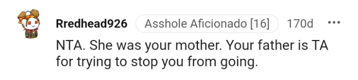 OP's dad is an AH for trying to stop the OP