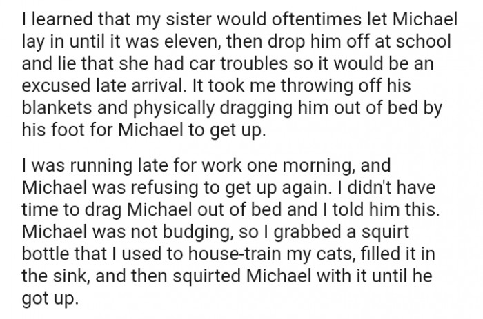 The OP was running late for work on a certain morning