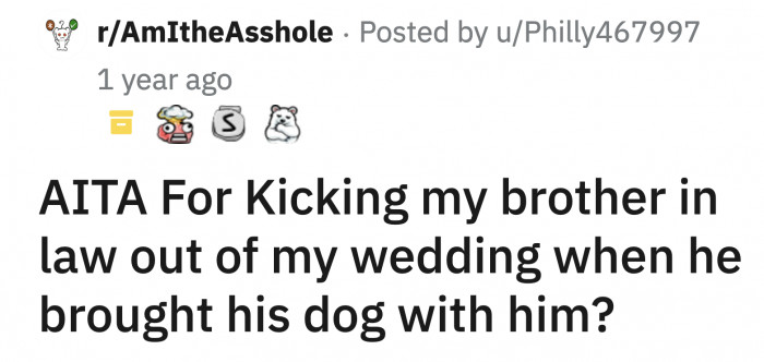 Not only did her brother-in-law arrive with his large dog, but he was also sporting a shirt that proudly stated,