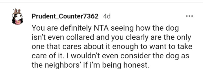 This Redditor won't consider the dog as the neighbor's