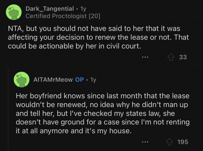 The boyfriend knows that the decision was made long ago.