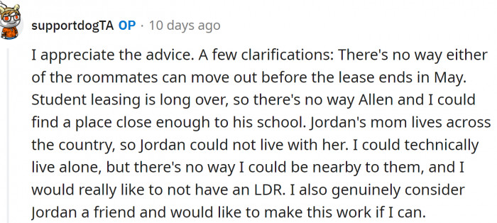 OP posted an update: