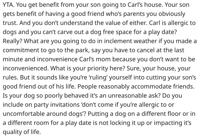 Putting the dog in a different room while the playdate goes on doesn't affect the dog's quality of life.
