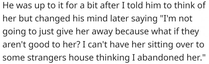 She says her husband changed his mind later