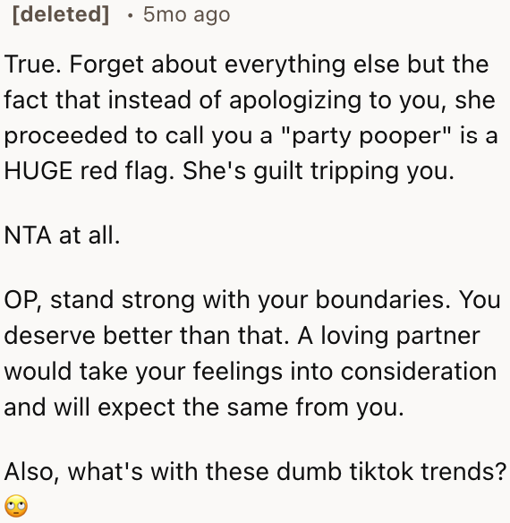 The girlfriend's behavior is a big red flag.