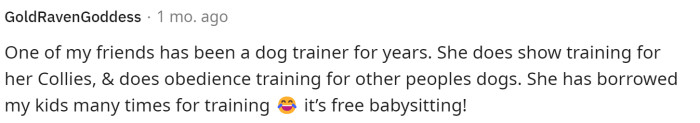 This comment noted that the baby training concept is actually quite common among dog trainers.