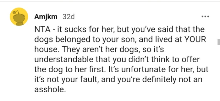 You've said that the dogs belong to your son