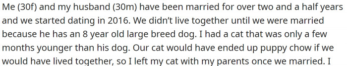 She and her husband have been dating for quite some time and got married two years ago. One of the main reasons for postponing the marriage was the husband's dog