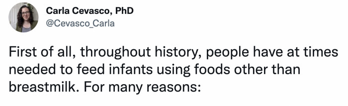It's historically proven that parents needed to feed their babies something other than milk because: