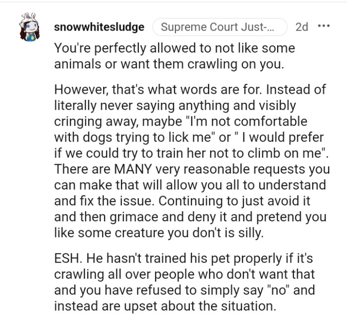 I'm not comfortable with dogs trying to lick me