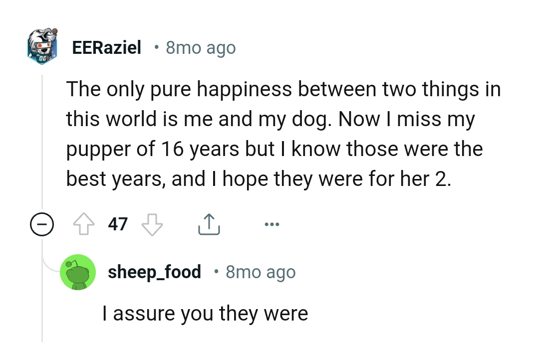 12. The only pure happiness between two things