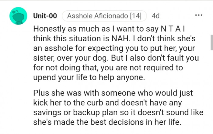 This Redditor doesn't fault the OP for doing that