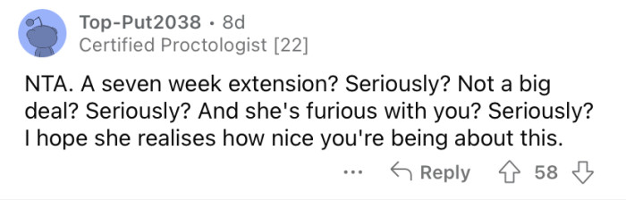 "A seven-week extension? Seriously?"