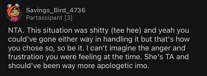 The friends should have had a more positive reaction.