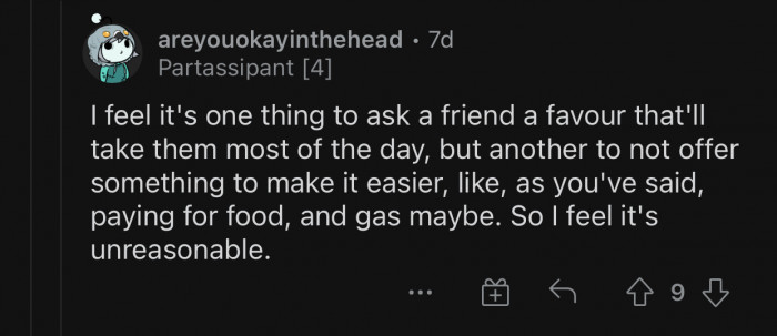 The user still feels that the request is unreasonable despite the previous user's comment.