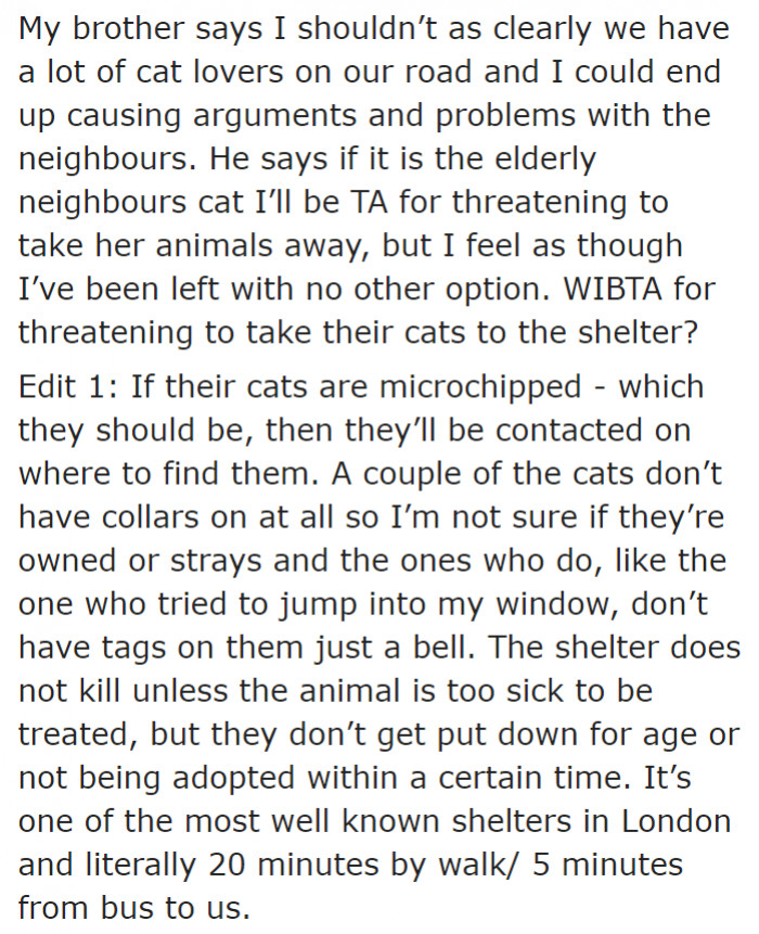 The OP's brother thinks that putting up a sign is a bad idea.