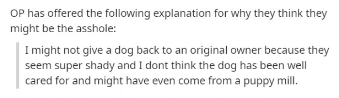 Here's the reason why OP thinks they might be the A-hole in this situation: