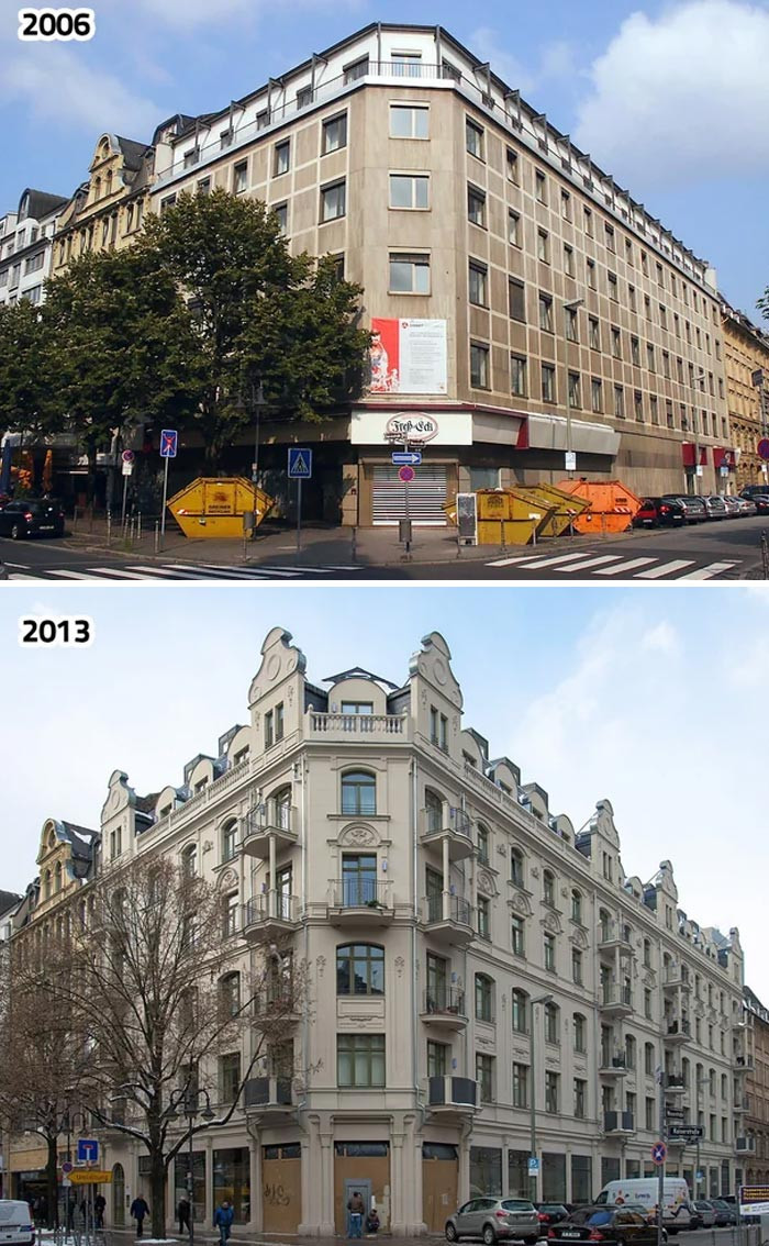 37. Kaiserstrasse 48 in Frankfurt, Germany, underwent a restoration in 2013, albeit not achieving complete historical accuracy.