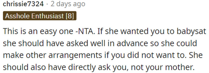 She should have asked in advance and spoken to OP directly.