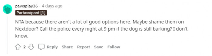 "Call the police every night."