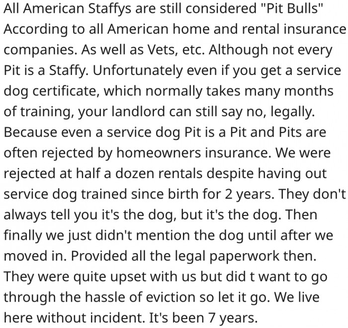3. Getting a service dog certificate may not resolve her problem.
