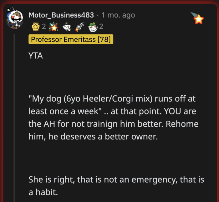 OP doesn't even realize it, but he's failing his girlfriend and his dog