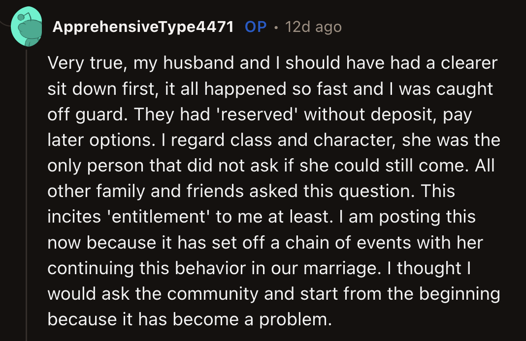 OP agreed that she and her husband should have talked first about their honeymoon expectations, but things happened too fast.