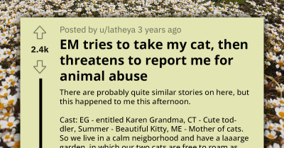 Entitled Mother Tries To Take Away Woman's Cat And Even Threatens To Report Her For Animal Abuse