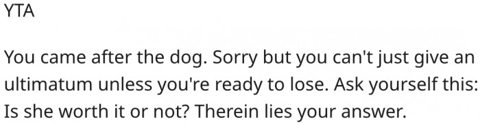 12. He should decide whether his girlfriend is worth sacrificing for or not.